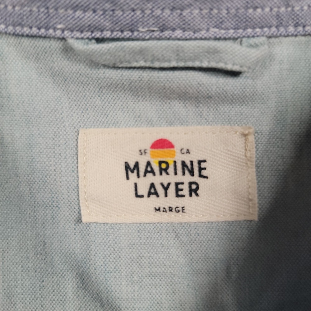 Marine Layer Men California Oxford Shirt Marge M/L Multi Colorblock Cotton - Picture 3 of 11